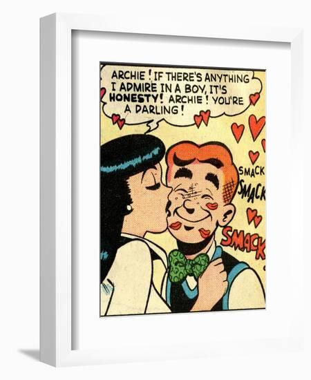 Archie Comics Retro: Archie and Veronica Comic Panel; Smack! (Aged)-null-Framed Art Print