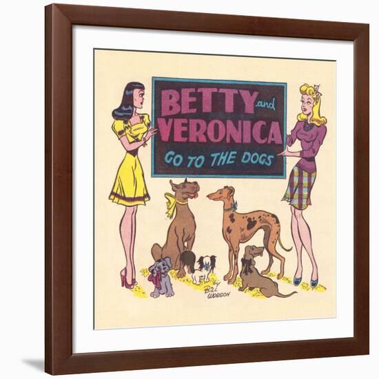 Archie Comics Retro: Archie Comic Panel Betty and Veronica Go to The Dogs (Aged)-Bill Woggon-Framed Art Print