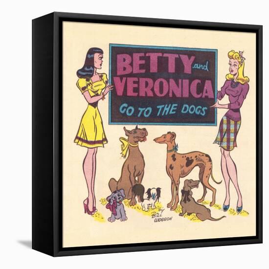 Archie Comics Retro: Archie Comic Panel Betty and Veronica Go to The Dogs (Aged)-Bill Woggon-Framed Stretched Canvas