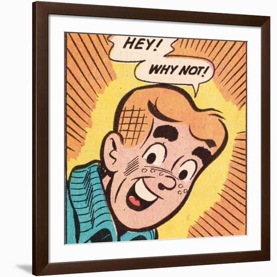 Archie Comics Retro: Archie Comic Panel; Hey! Why Not? (Aged)-null-Framed Art Print