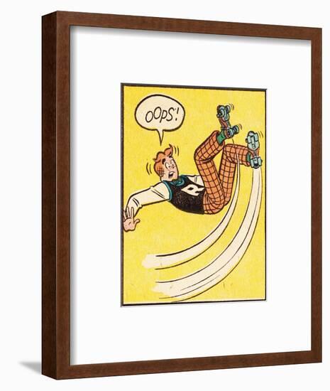 Archie Comics Retro: Archie Comic Panel; Rollerskating Oops! (Aged)-null-Framed Art Print