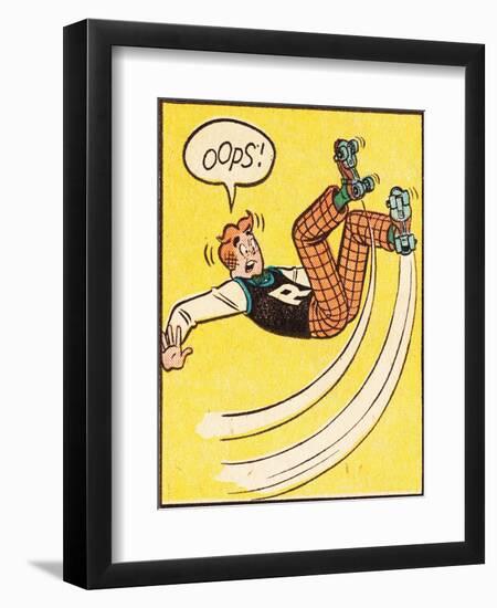 Archie Comics Retro: Archie Comic Panel; Rollerskating Oops! (Aged)-null-Framed Art Print