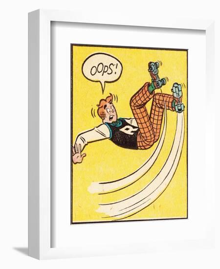 Archie Comics Retro: Archie Comic Panel; Rollerskating Oops! (Aged)-null-Framed Art Print