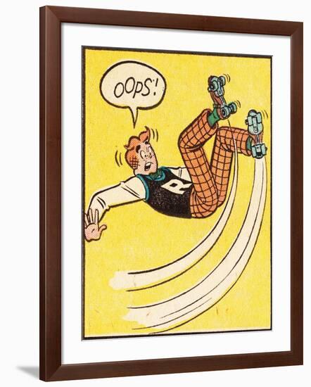 Archie Comics Retro: Archie Comic Panel; Rollerskating Oops! (Aged)-null-Framed Art Print