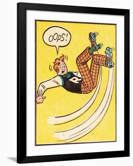 Archie Comics Retro: Archie Comic Panel; Rollerskating Oops! (Aged)-null-Framed Art Print