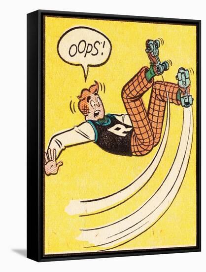 Archie Comics Retro: Archie Comic Panel; Rollerskating Oops! (Aged)-null-Framed Stretched Canvas