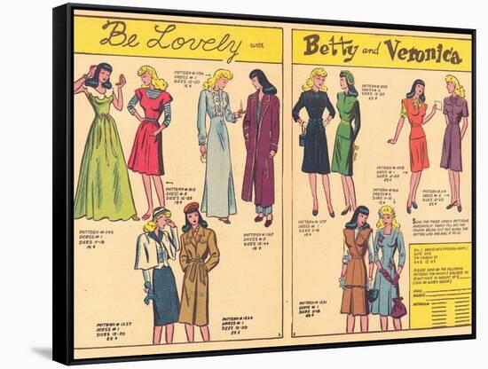 Archie Comics Retro: Be Lovely with Betty and Veronica Dress Patterns  (Aged)-null-Framed Stretched Canvas