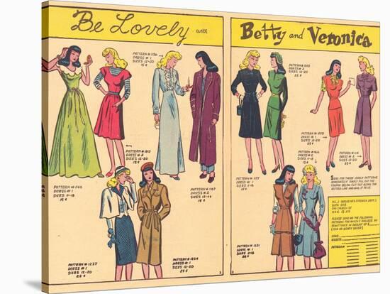 Archie Comics Retro: Be Lovely with Betty and Veronica Dress Patterns  (Aged)-null-Stretched Canvas