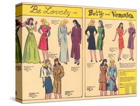 Archie Comics Retro: Be Lovely with Betty and Veronica Dress Patterns  (Aged)-null-Stretched Canvas