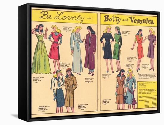 Archie Comics Retro: Be Lovely with Betty and Veronica Dress Patterns  (Aged)-null-Framed Stretched Canvas