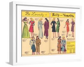 Archie Comics Retro: Be Lovely with Betty and Veronica Dress Patterns  (Aged)-null-Framed Art Print