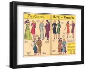 Archie Comics Retro: Be Lovely with Betty and Veronica Dress Patterns  (Aged)-null-Framed Art Print