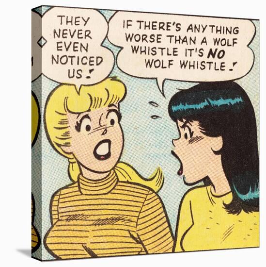 Archie Comics Retro: Betty and Veronica Comic Panel; Wolf Whistle (Aged)-null-Stretched Canvas