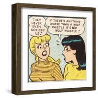 Archie Comics Retro: Betty and Veronica Comic Panel; Wolf Whistle (Aged)-null-Framed Art Print