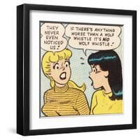 Archie Comics Retro: Betty and Veronica Comic Panel; Wolf Whistle (Aged)-null-Framed Art Print