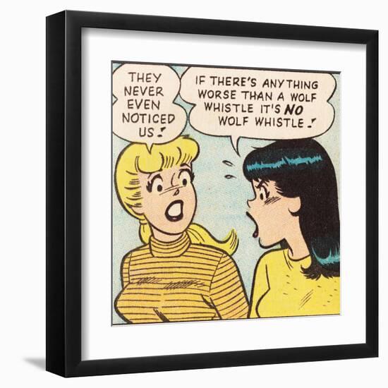 Archie Comics Retro: Betty and Veronica Comic Panel; Wolf Whistle (Aged)-null-Framed Art Print