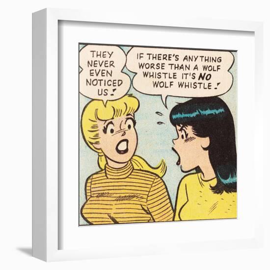 Archie Comics Retro: Betty and Veronica Comic Panel; Wolf Whistle (Aged)-null-Framed Art Print