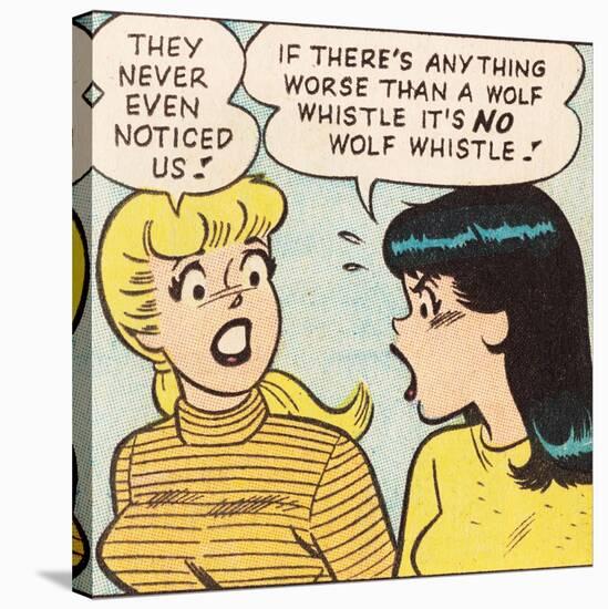 Archie Comics Retro: Betty and Veronica Comic Panel; Wolf Whistle (Aged)-null-Stretched Canvas