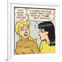 Archie Comics Retro: Betty and Veronica Comic Panel; Wolf Whistle (Aged)-null-Framed Art Print