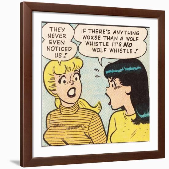 Archie Comics Retro: Betty and Veronica Comic Panel; Wolf Whistle (Aged)-null-Framed Art Print