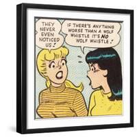 Archie Comics Retro: Betty and Veronica Comic Panel; Wolf Whistle (Aged)-null-Framed Art Print