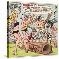 Archie Comics Retro: The Archies Comic Panel; The Prehistoric Archies (Aged)-null-Stretched Canvas