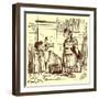 Archimedes Taking a Warm Bath, Illustration from 'The Comic History of Rome'-English-Framed Giclee Print