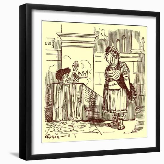 Archimedes Taking a Warm Bath, Illustration from 'The Comic History of Rome'-English-Framed Giclee Print