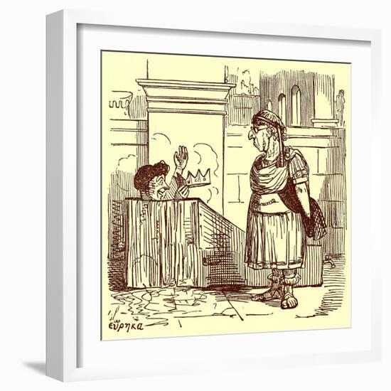 Archimedes Taking a Warm Bath, Illustration from 'The Comic History of Rome'-English-Framed Giclee Print