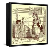 Archimedes Taking a Warm Bath, Illustration from 'The Comic History of Rome'-English-Framed Stretched Canvas