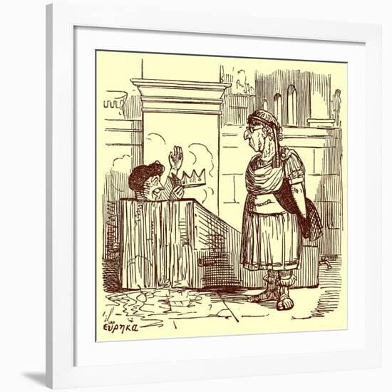 Archimedes Taking a Warm Bath, Illustration from 'The Comic History of Rome'-English-Framed Giclee Print