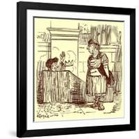 Archimedes Taking a Warm Bath, Illustration from 'The Comic History of Rome'-English-Framed Giclee Print