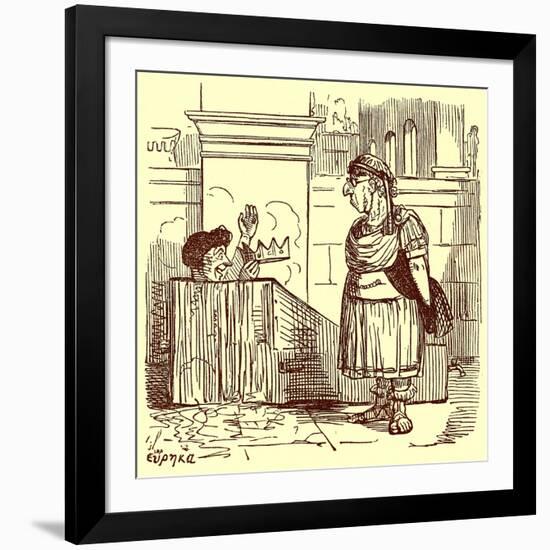 Archimedes Taking a Warm Bath, Illustration from 'The Comic History of Rome'-English-Framed Giclee Print