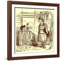 Archimedes Taking a Warm Bath, Illustration from 'The Comic History of Rome'-English-Framed Giclee Print