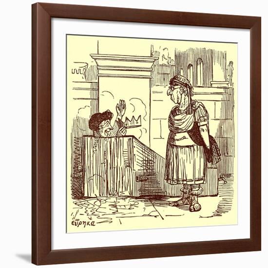 Archimedes Taking a Warm Bath, Illustration from 'The Comic History of Rome'-English-Framed Giclee Print