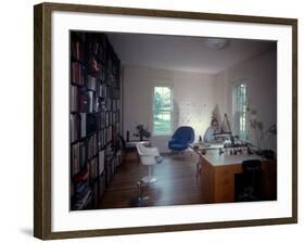 Architect Eero Saarinen at Home in His Study W. Furniture Designed by Him-null-Framed Premium Photographic Print