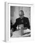 Architect Le Corbusier Studying Architectural Plans and Small Model of Building in His Office-Nina Leen-Framed Premium Photographic Print