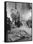 Architect Le Corbusier Working-null-Framed Stretched Canvas