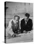 Architect Pietro Belluschi and Walter Gropius Looking over Some Blue Prints-Carl Mydans-Stretched Canvas