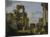 Architectural Capriccio of the Roman Forum with Philosophers and Soldiers Among Ancient Ruins-Giovanni Paolo Panini-Mounted Photographic Print