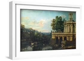 Architectural Capriccio with a Palace, C. 1766-Bernardo Bellotto-Framed Giclee Print