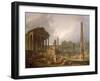 Architectural Capriccio with Temple and Obelisk, 1798-Hubert Robert-Framed Giclee Print