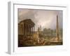 Architectural Capriccio with Temple and Obelisk, 1798-Hubert Robert-Framed Giclee Print