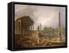 Architectural Capriccio with Temple and Obelisk, 1798-Hubert Robert-Framed Stretched Canvas