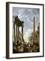 Architectural Caprice with a Preacher in Roman Ruins-Giovanni Paolo Pannini-Framed Giclee Print