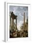 Architectural Caprice with a Preacher in Roman Ruins-Giovanni Paolo Pannini-Framed Giclee Print