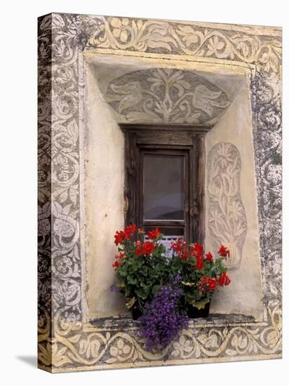 Architectural Detail and House Window, Guarda, Switzerland-Gavriel Jecan-Stretched Canvas