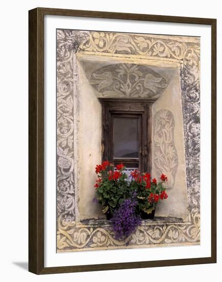 Architectural Detail and House Window, Guarda, Switzerland-Gavriel Jecan-Framed Premium Photographic Print