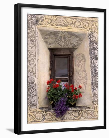 Architectural Detail and House Window, Guarda, Switzerland-Gavriel Jecan-Framed Premium Photographic Print