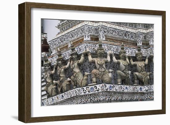 Architectural Detail and of the Decorations of Wat Arun or Temple of the Dawn, Bangkok, Thailand-null-Framed Giclee Print